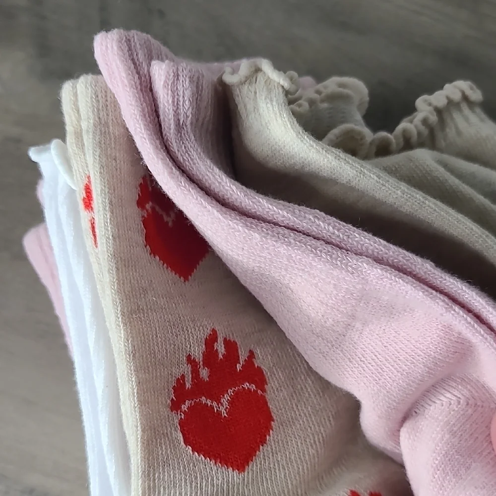 Ed Hardy Pink and White Ankle Socks with Ribbed Texture